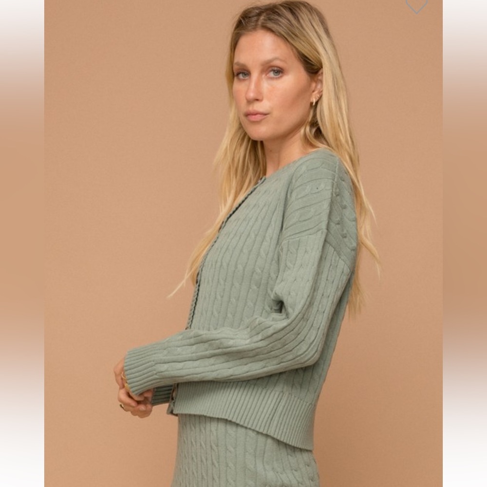 🆕Sweater Skirt Set Button Down Crop Cardigan & Jacquard Skirt Detail S, M & L - Picture 7 of 8